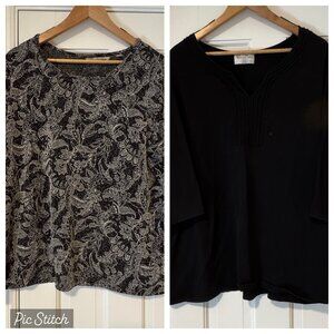 Bundle Lot Womens Plus 18/20 Avenue 3/4 Sleeve Shirts Tops Black & Lace Floral